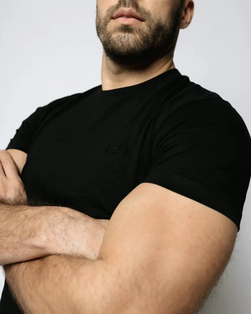 REMERA LACOSTE CUELLO REDONDO PARIS NEGRA