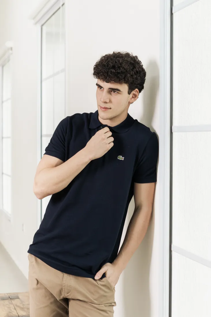 REMERA CUELLO POLO LACOSTE AZUL MARINO