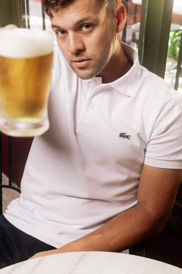 REMERA CUELLO POLO LACOSTE BLANCA