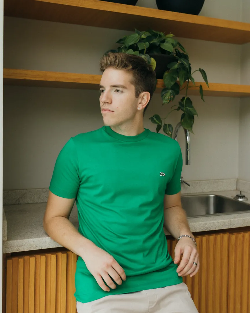 REMERA CUELLO REDONDO LACOSTE VERDE