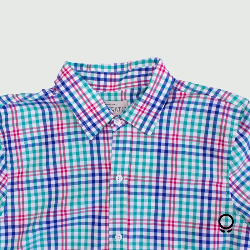 CAMISA LIBERATO BASICS MANGAS CORTAS CUADROS VERDES Y AZULES