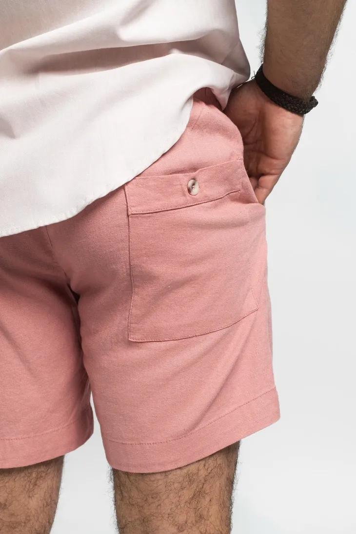 BERMUDA LIBERATO BASICS CON GOMA DE LINO ROSADO