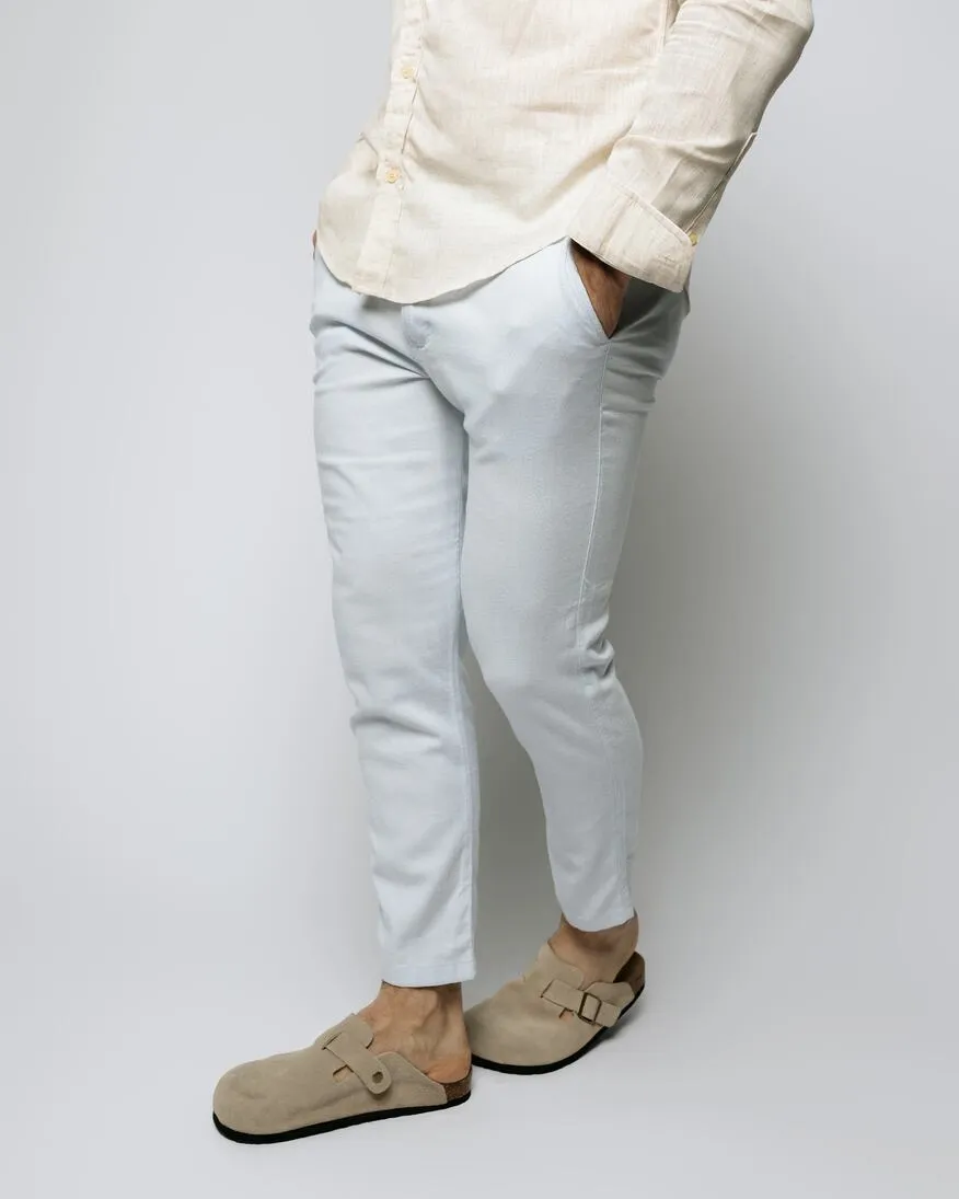 PANTALON CHINO LIBERATO BASICS DE LINO CELESTE