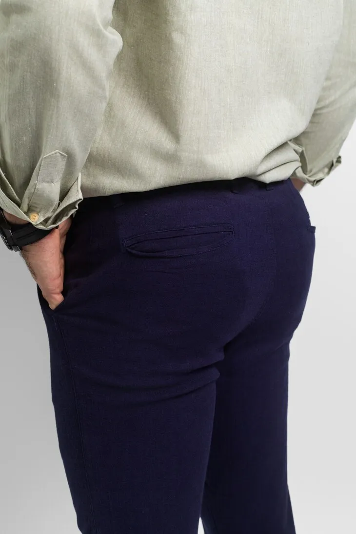 PANTALON DE LINO LIBERATO BASICS AZUL MARINO