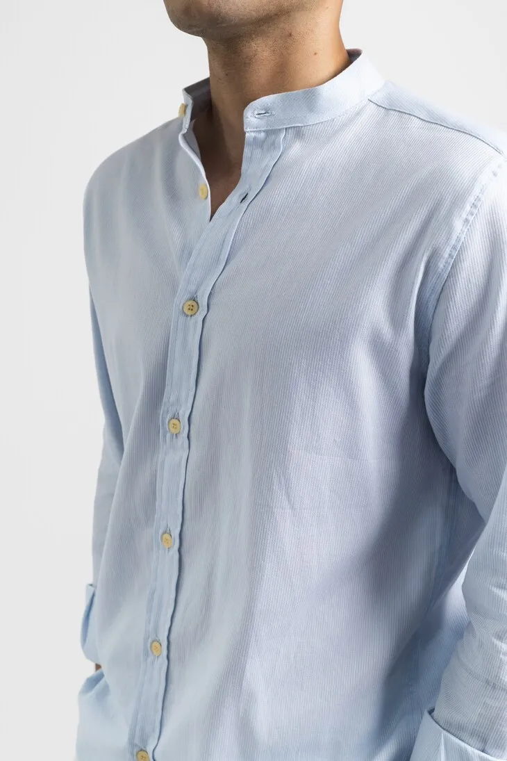 CAMISA LIBERATO BASICS MAO MANGAS LARGAS RAYAS CELESTE