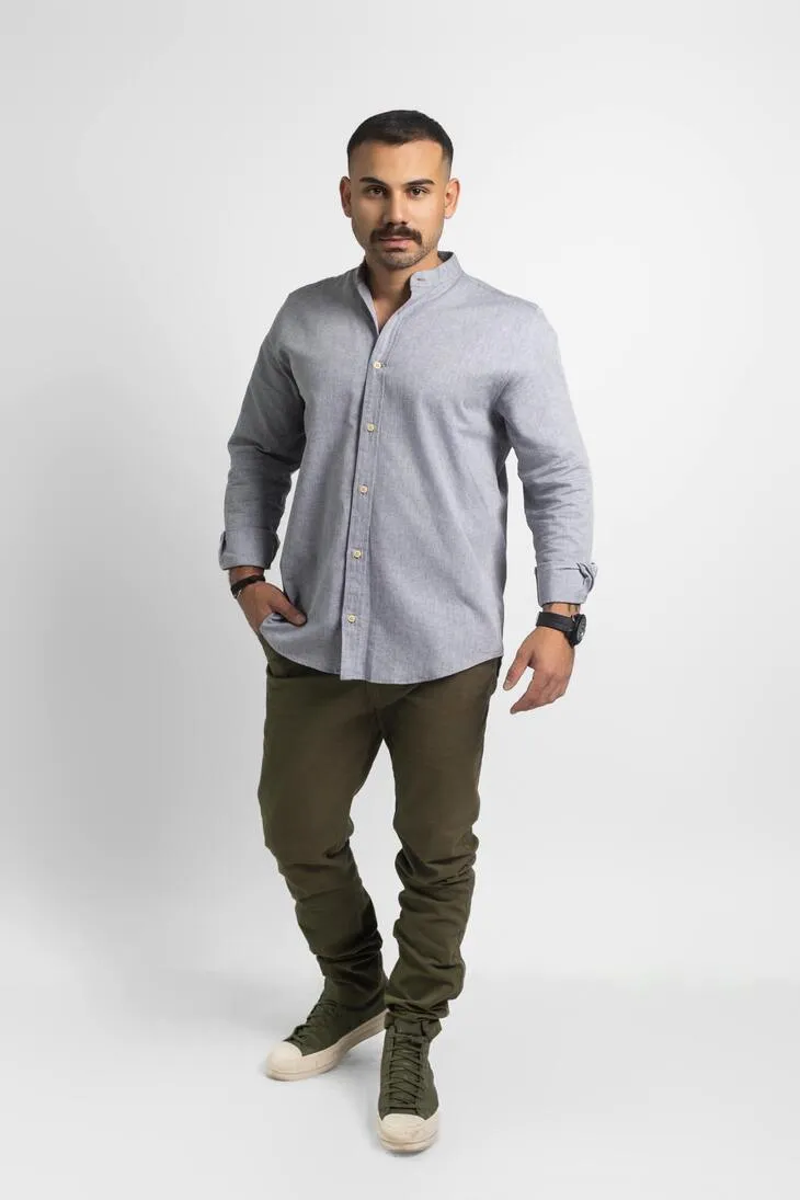 CAMISA LIBERATO BASICS MAO MANGAS LARGAS GRIS JASPEADA