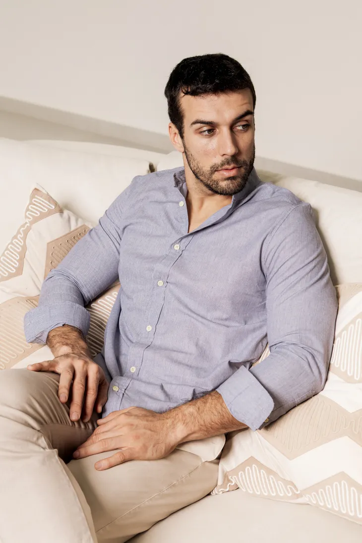 CAMISA LIBERATO BASICS MAO MANGAS LARGAS RAYAS AZULES