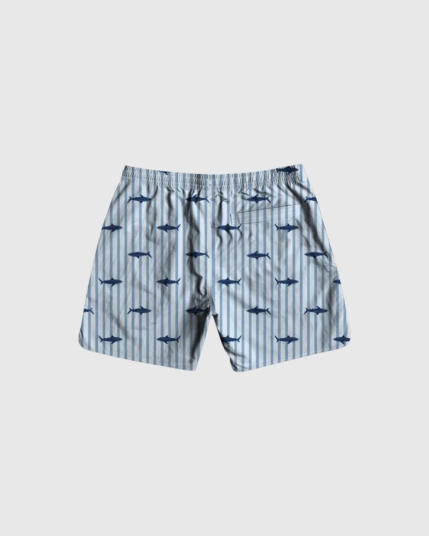 SHORT DE BAÑO LIBERATO CELESTE RAYADO TIBURONES