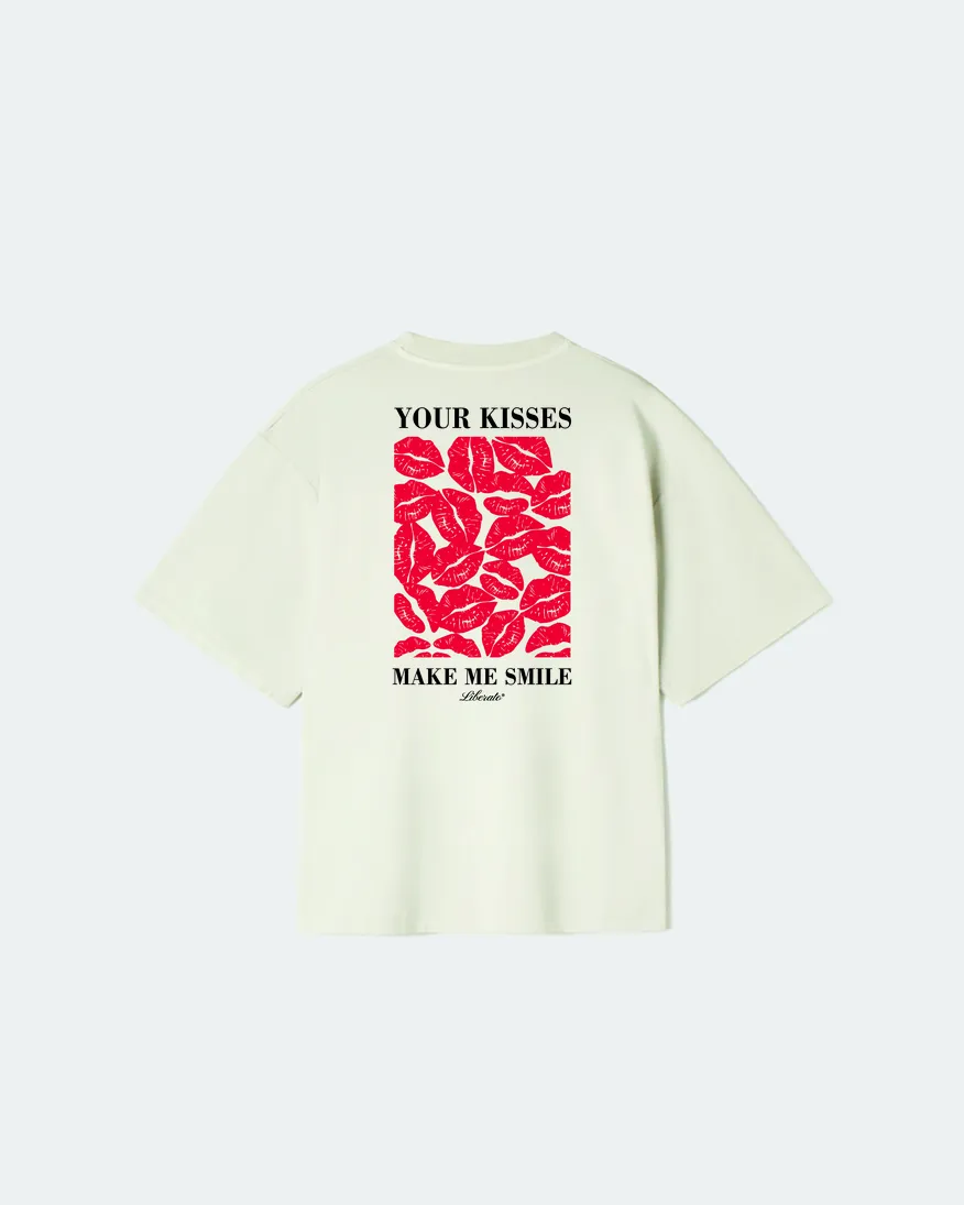 REMERA LIBERATO PREMIUM 250GSM OVERSIZE BEIGE YOUR KISSES MAKE ME SMILE