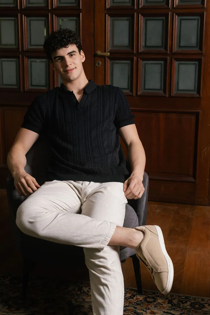 PANTALON CON GOMA LIBERATO DE LINO NATURAL