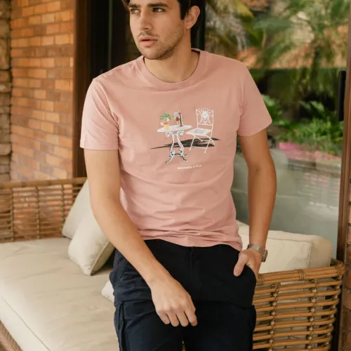 REMERA ABERCROMBIE REGULAR FIT LANDSCAPE ROSADA
