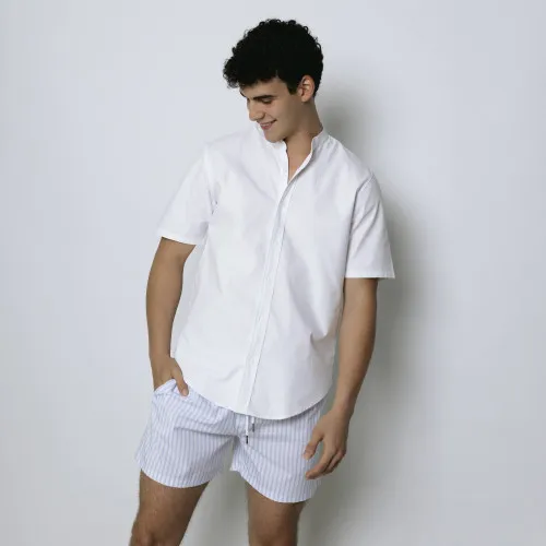 CAMISA LIBERATO CUELLO MAO MANGAS CORTA BLANCA