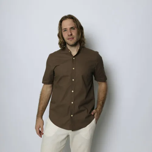 CAMISA LIBERATO CUELLO MAO MANGAS CORTAS MARRON