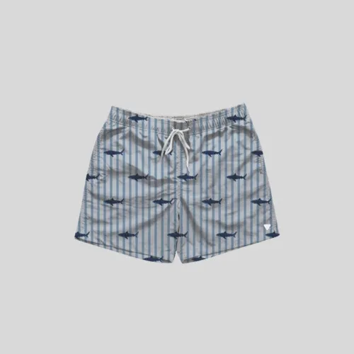 SHORT DE BAÑO LIBERATO CELESTE RAYADO TIBURONES