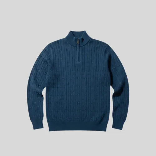 SWEATER MEDIO CIERRE LIBERATO AZUL PETROLEO