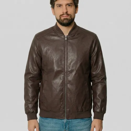 BOMBERJACKET LIBERATO ECO CUERO MARRON