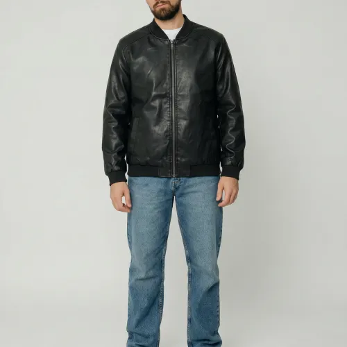 BOMBERJACKET LIBERATO ECO CUERO NEGRO