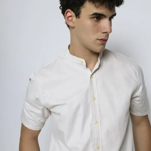 CAMISA LIBERATO CUELLO MAO MANGAS CORTAS BEIGE