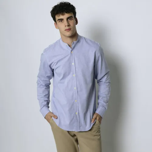CAMISA LIBERATO CUELLO MAO MANGAS LARGAS CELESTE