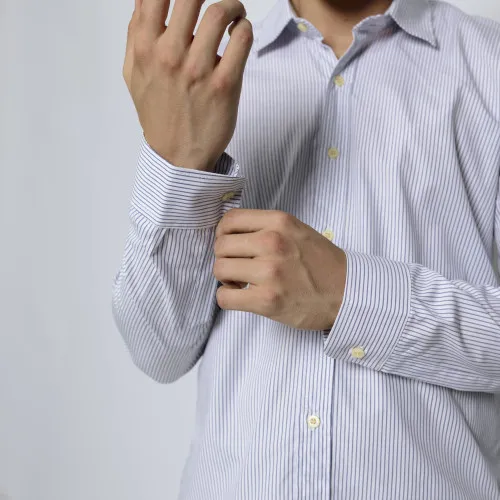 CAMISA LIBERATO MANGAS LARGAS BLANCA RAYAS CELESTE