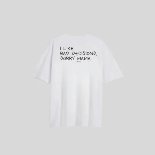 REMERA LIBERATO OVERSIZE BLANCA I LIKE BAD DECISIONS SORRY MAMA