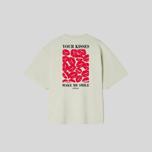 REMERA LIBERATO PREMIUM 250GSM OVERSIZE BEIGE YOUR KISSES MAKE ME SMILE