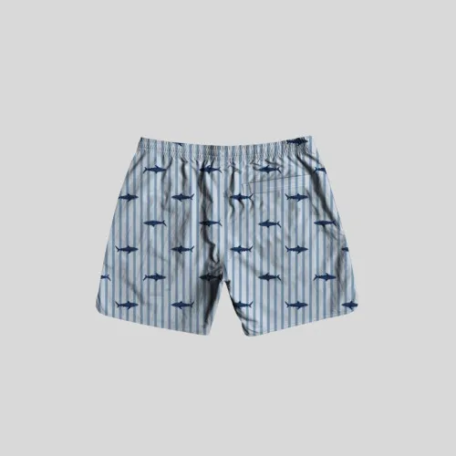 SHORT DE BAÑO LIBERATO CELESTE RAYADO TIBURONES