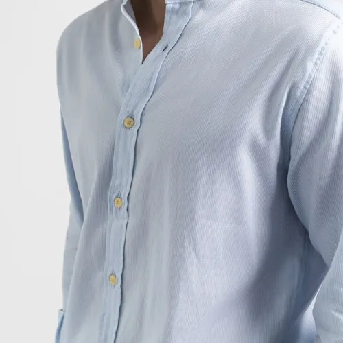 CAMISA LIBERATO BASICS MAO MANGAS LARGAS RAYAS CELESTE