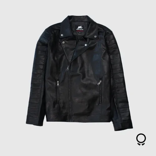 CAMPERA DE CUERO ECOLOGICO N+ PU LUAR NEGRA